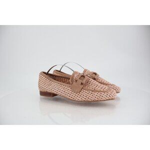 Steve Madden Womens Ryann Chain Loafers Beige Pink Rafia Square Toe Size 7